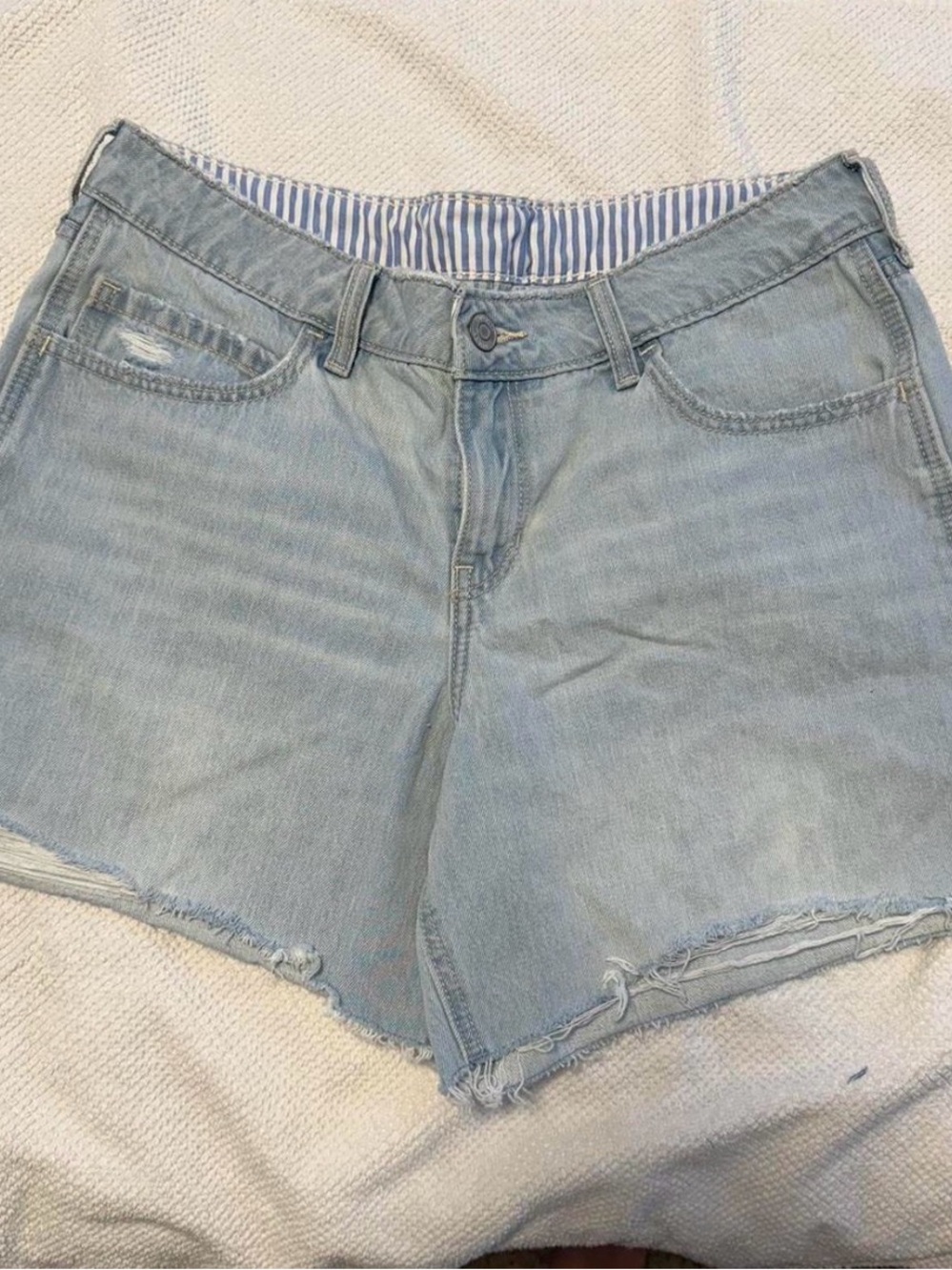 Hollister Light Blue Washed Denim Cutoff Shorts